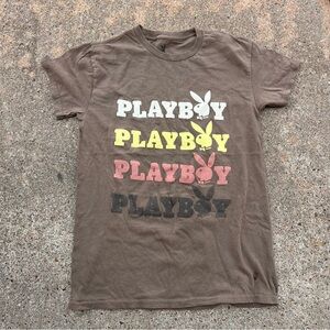 Playboy Brown Graphic T-Shirt Playboy Brown T Shirt Size small